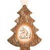 Waldfabrik, photophore en bois et étoile sapin de Noël Sapin Noël En Bois Avec Cerf Cisele, 18 Cm