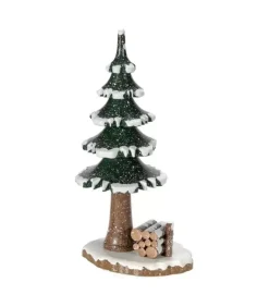 Hubrig, figurines pour enfant Village De Noël Miniature, Sapin Et Tas De Bois