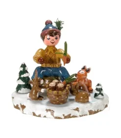 Hubrig, figurines pour enfant Village De Noël Miniature, Garcon Et Petits Animaux