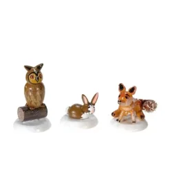 Hubrig, figurines pour enfant Village De Noël Miniature, Renard Chouette Et Lapin