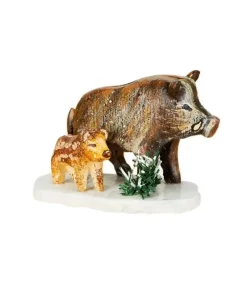 Hubrig, figurines pour enfant Village De Noël Miniature, Sanglier Et Marcassin