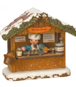 Hubrig, figurines pour enfant Village Noël Miniature, Chalet Marche De Noël Vendeur De Saucisses