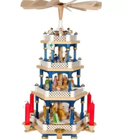 Richard Glasser, Pyramides de Noël allemandes Weihnachtspyramid Allemande Aux Couleurs Baroques Blanc Et Bleu