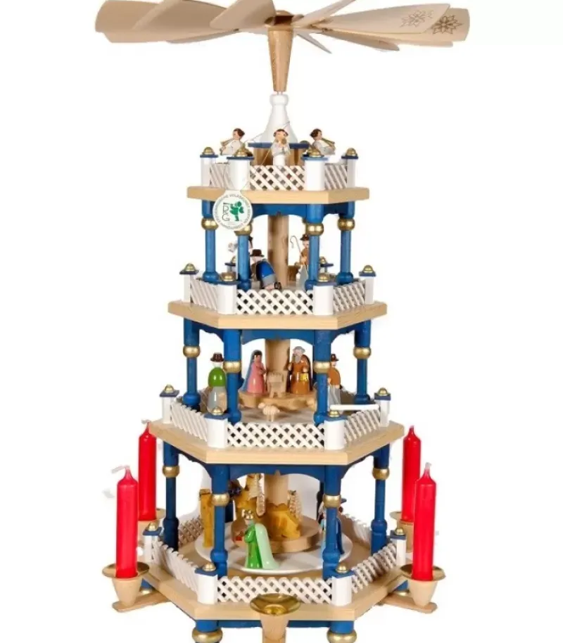 Richard Glasser, Pyramides de Noël allemandes Weihnachtspyramid Allemande Aux Couleurs Baroques Blanc Et Bleu